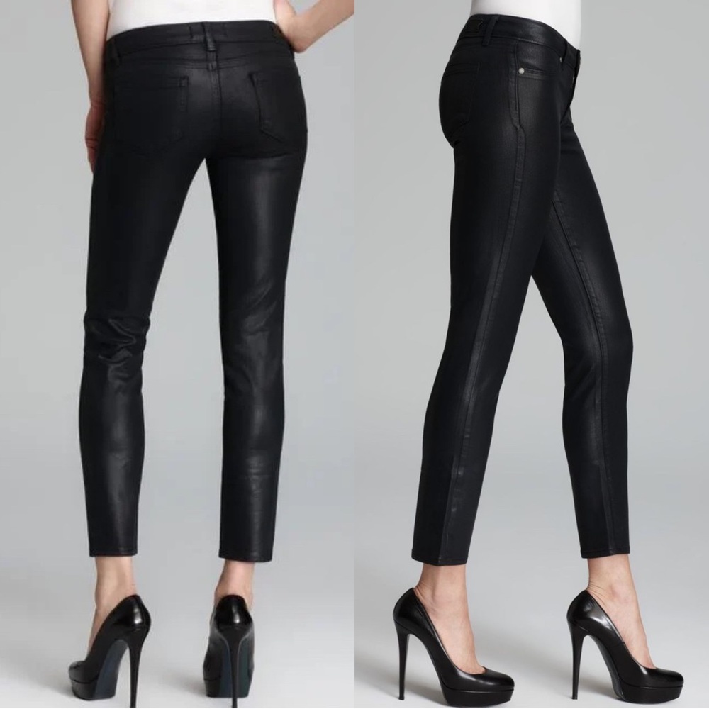 Like NEW Paige Verdugo Ankle denim in coated Black Silk, Size 28